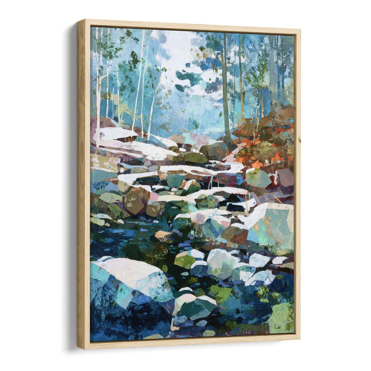 Autumn Creek Early Snowfall Forest Art Print