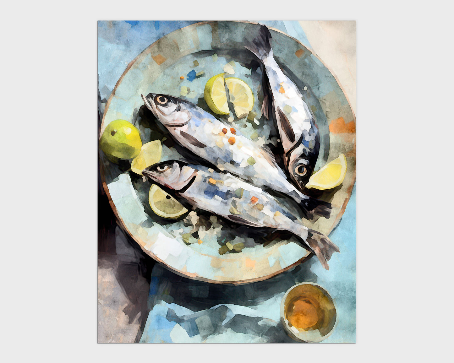Fish on Plate Impressionist Still Life