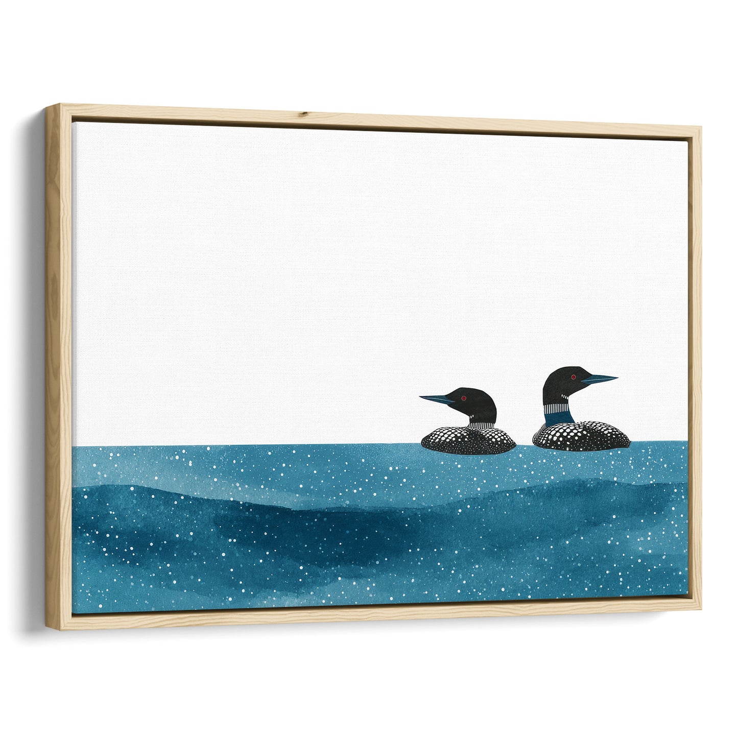 Minimalist Watercolor Loons Horizontal Art Print