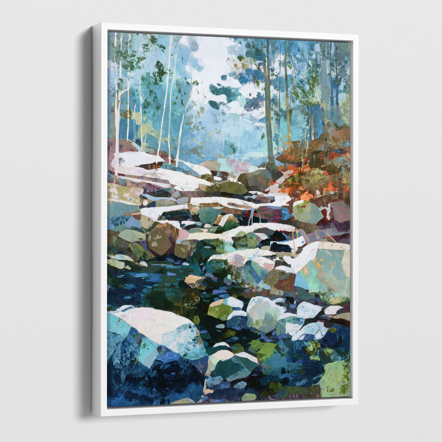 Autumn Creek Early Snowfall Forest Art Print