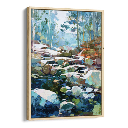 Autumn Creek Early Snowfall Forest Art Print