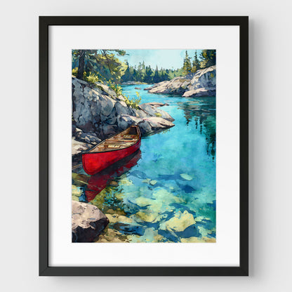 Boundary Waters Red Canoe Art Print