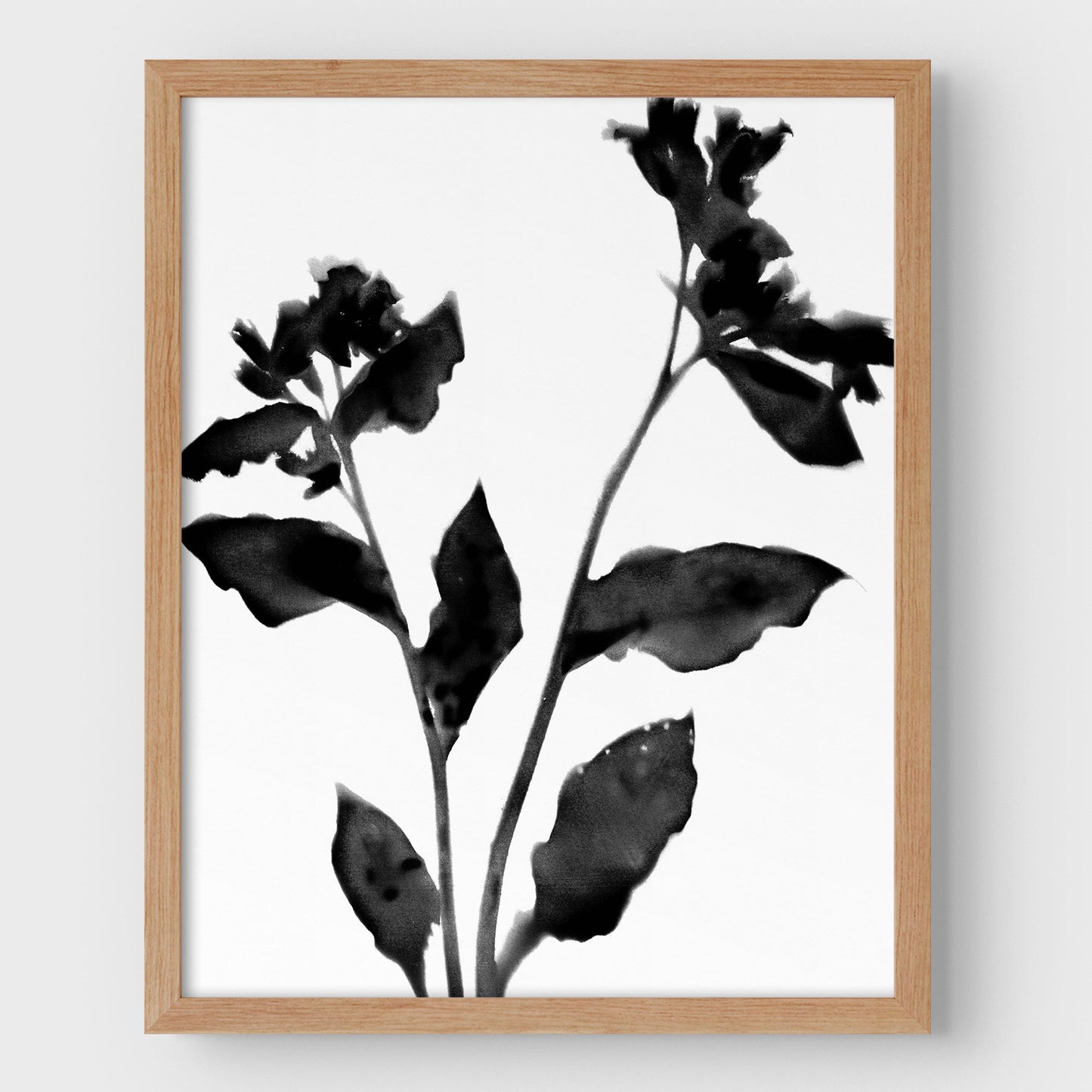 Black and White Flower Silhouette II Print