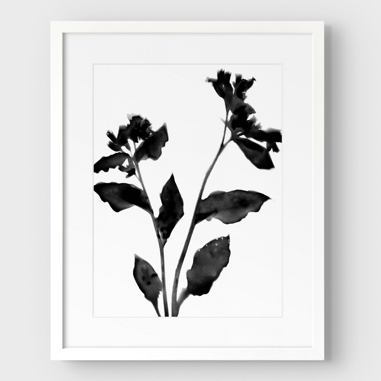 Black and White Flower Silhouette II Print