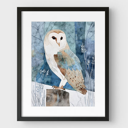 Barn Owl Watercolor Art Print