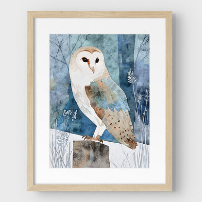 Barn Owl Watercolor Art Print