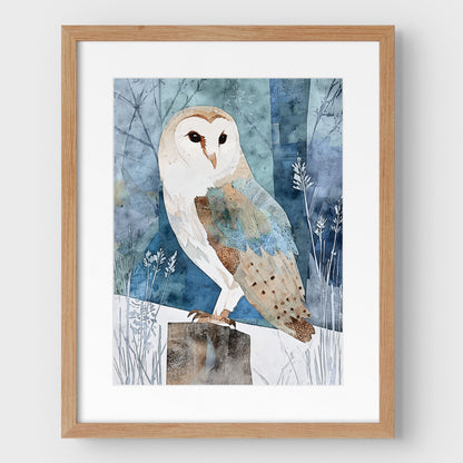 Barn Owl Watercolor Art Print
