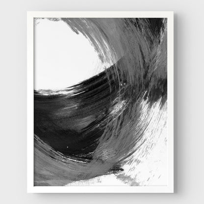 Black and Grey Curved Brushstrokes II Print
