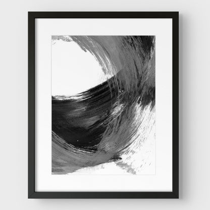 Black and Grey Curved Brushstrokes II Print