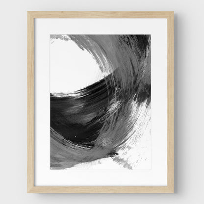 Black and Grey Curved Brushstrokes II Print