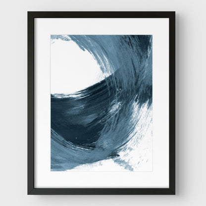 Blue Curved Brushstrokes II Print
