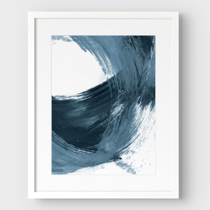 Blue Curved Brushstrokes II Print