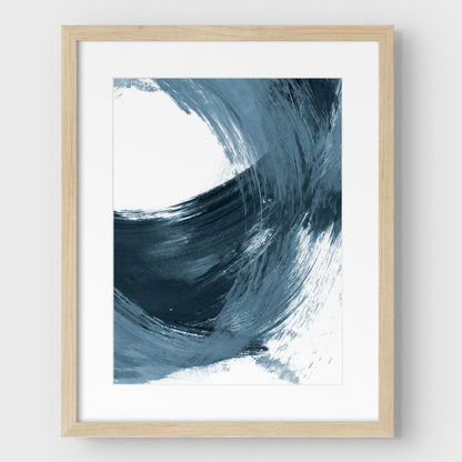 Blue Curved Brushstrokes II Print