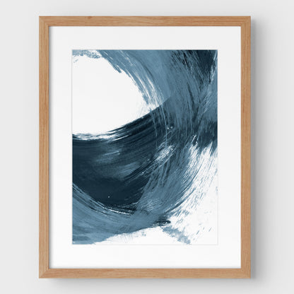 Blue Curved Brushstrokes II Print