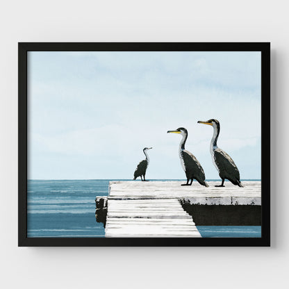 Cormorants on a Pier Print