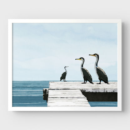 Cormorants on a Pier Print