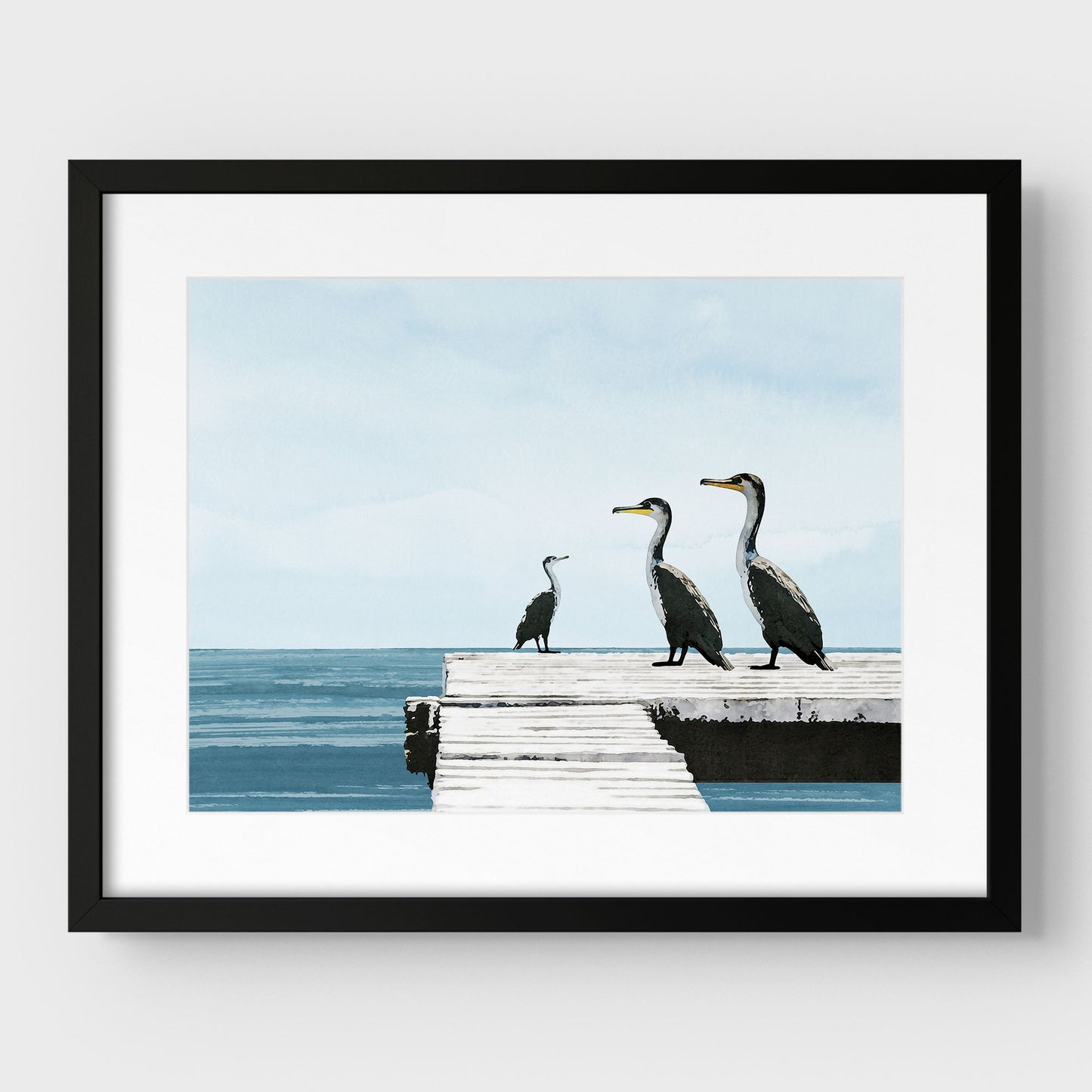 Cormorants on a Pier Print