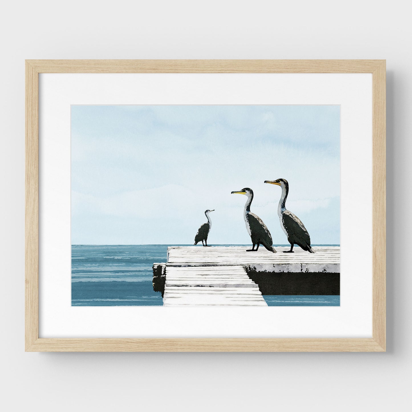 Cormorants on a Pier Print