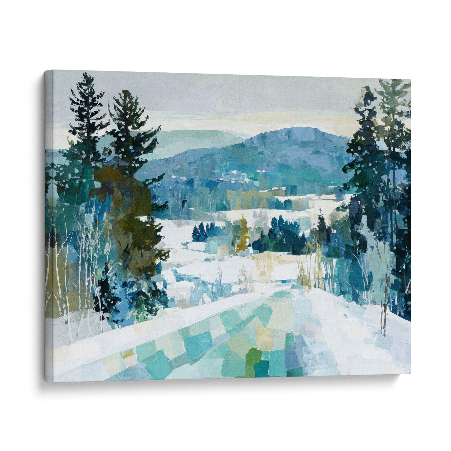 Snowy Mountain Abstracted Landscape Art Print