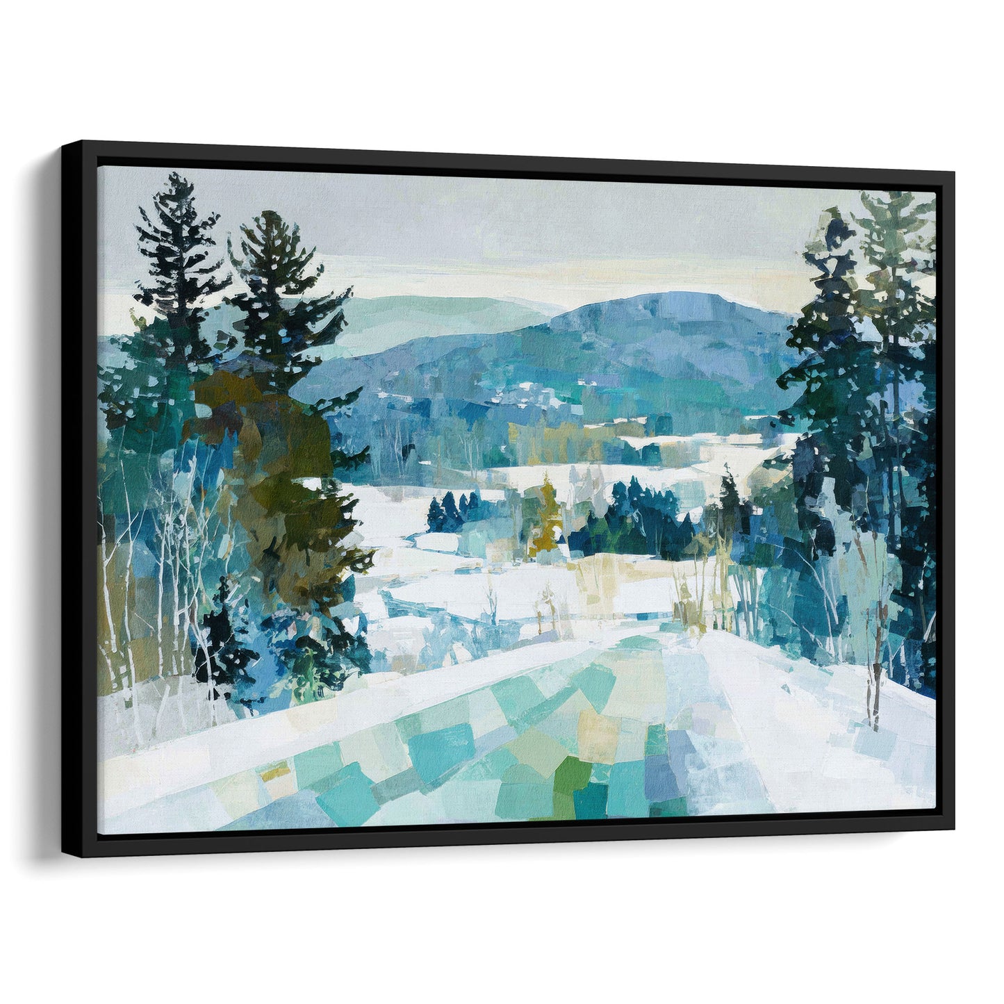 Snowy Mountain Abstracted Landscape Art Print
