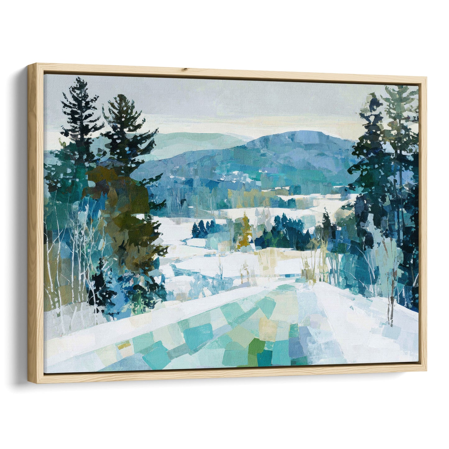 Snowy Mountain Abstracted Landscape Art Print