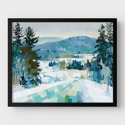 Snowy Mountain Abstracted Landscape Art Print