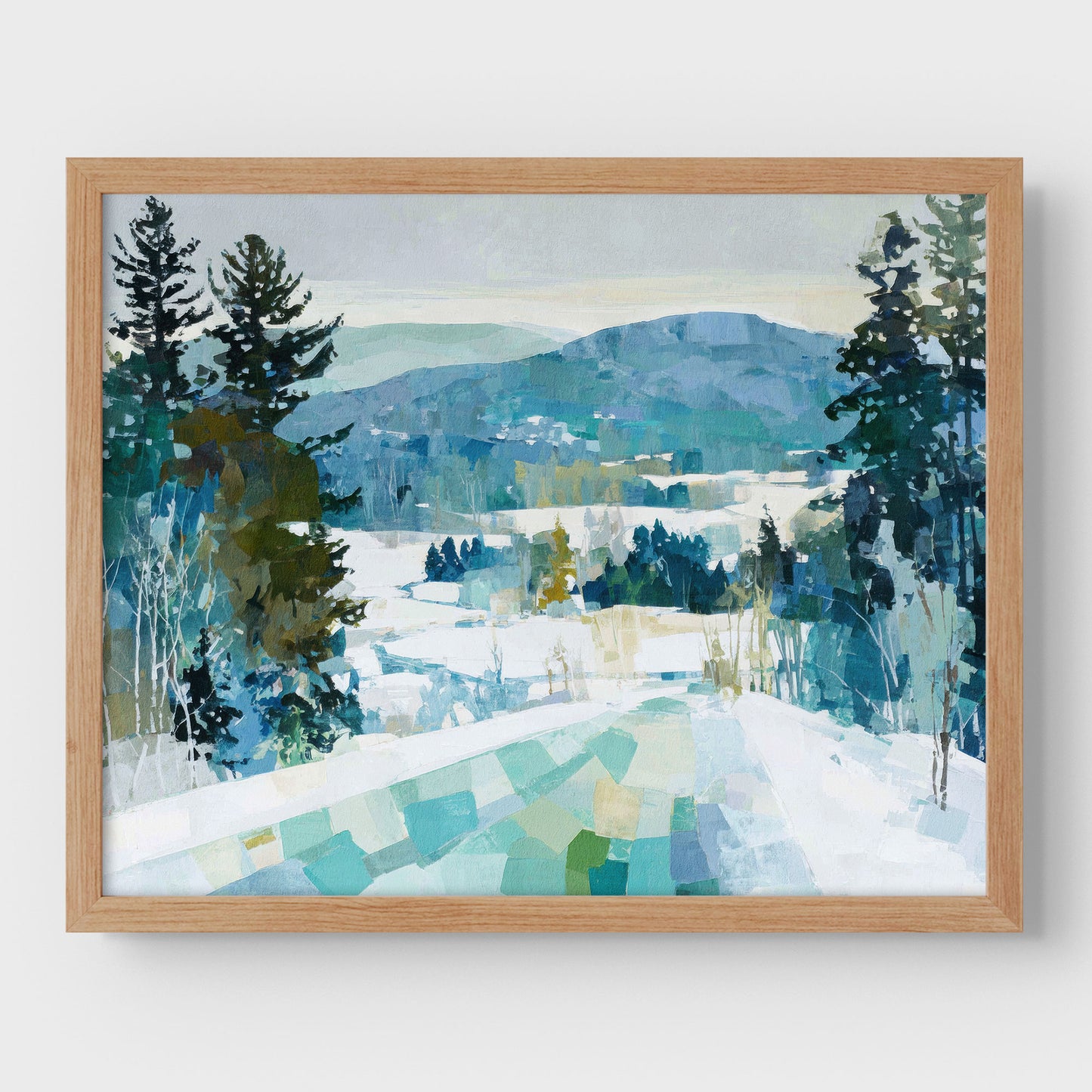 Snowy Mountain Abstracted Landscape Art Print