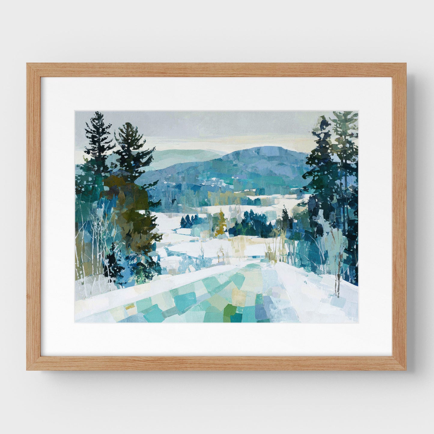 Snowy Mountain Abstracted Landscape Art Print
