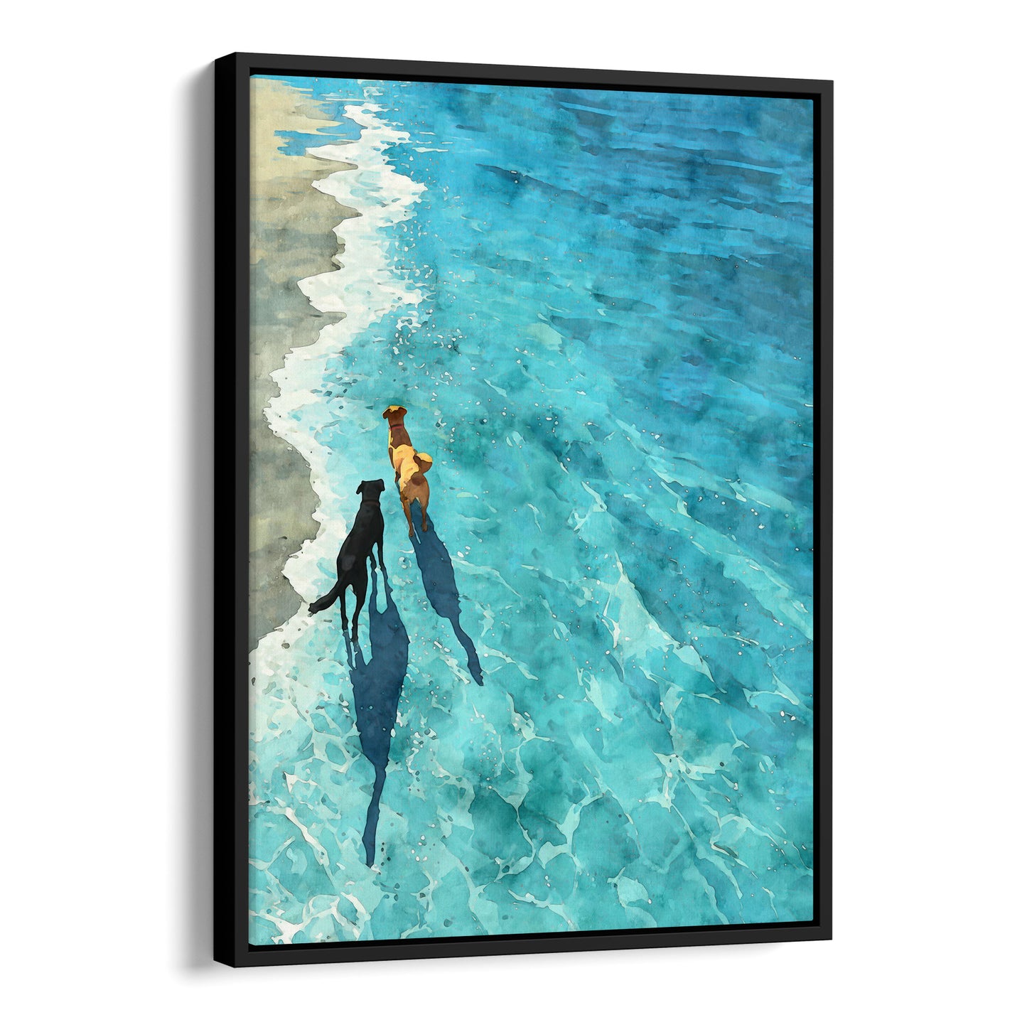 Two Dogs on the Beach Art Print