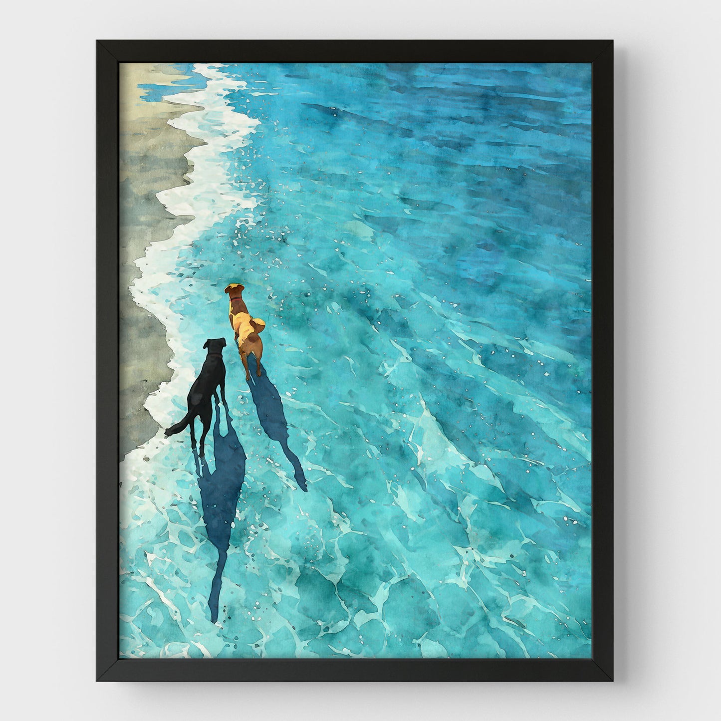 Two Dogs on the Beach Art Print