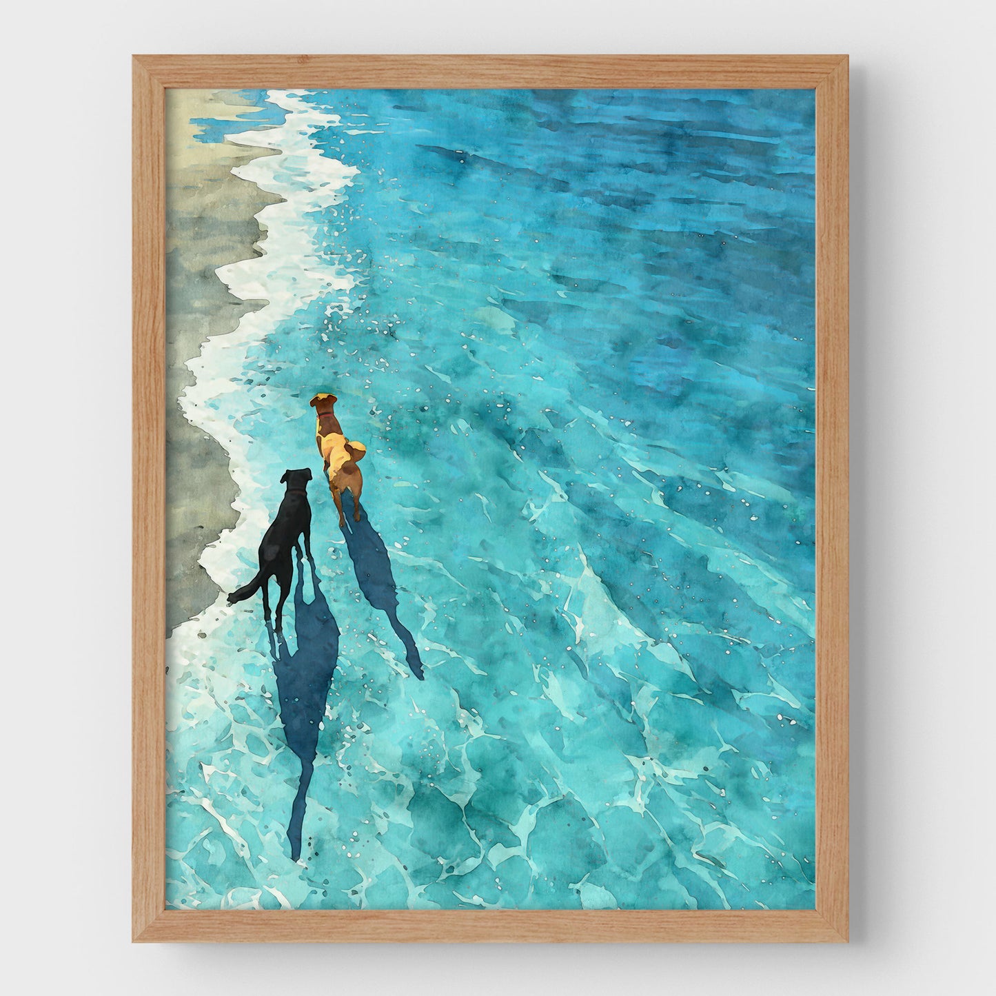 Two Dogs on the Beach Art Print