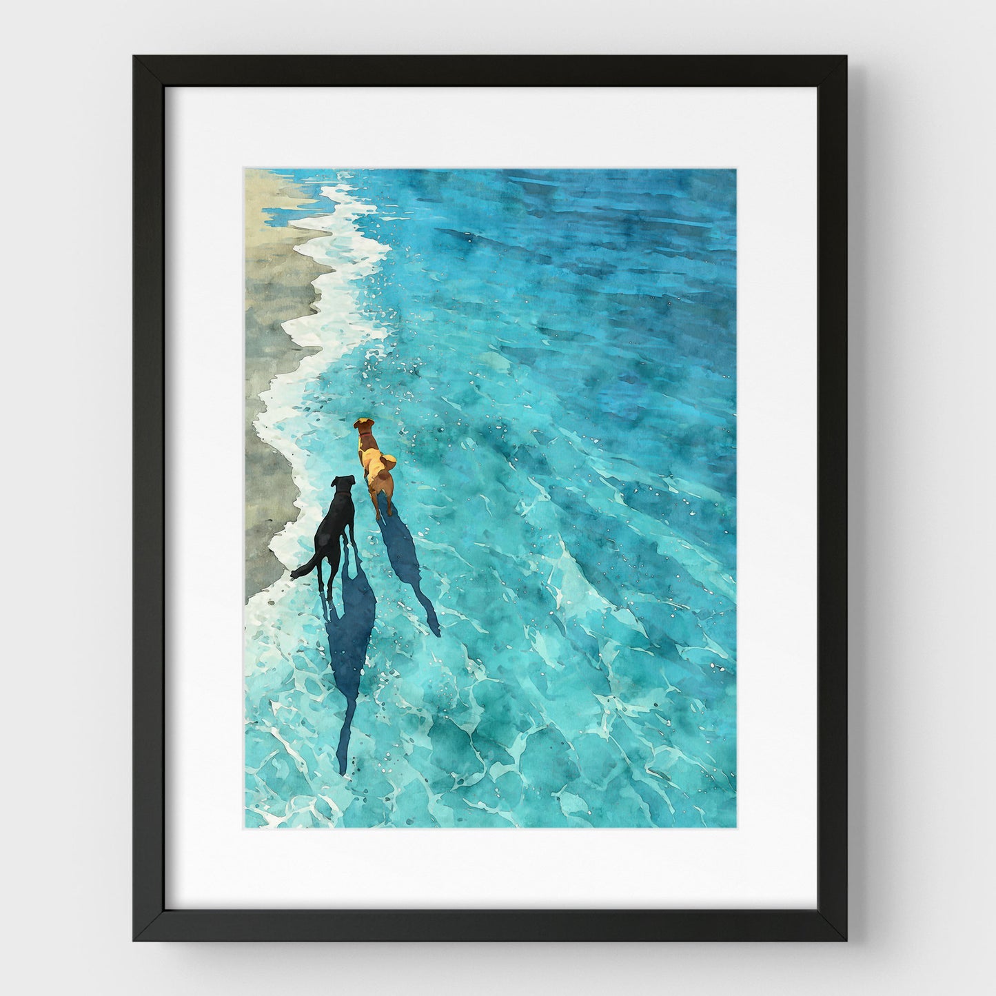 Two Dogs on the Beach Art Print
