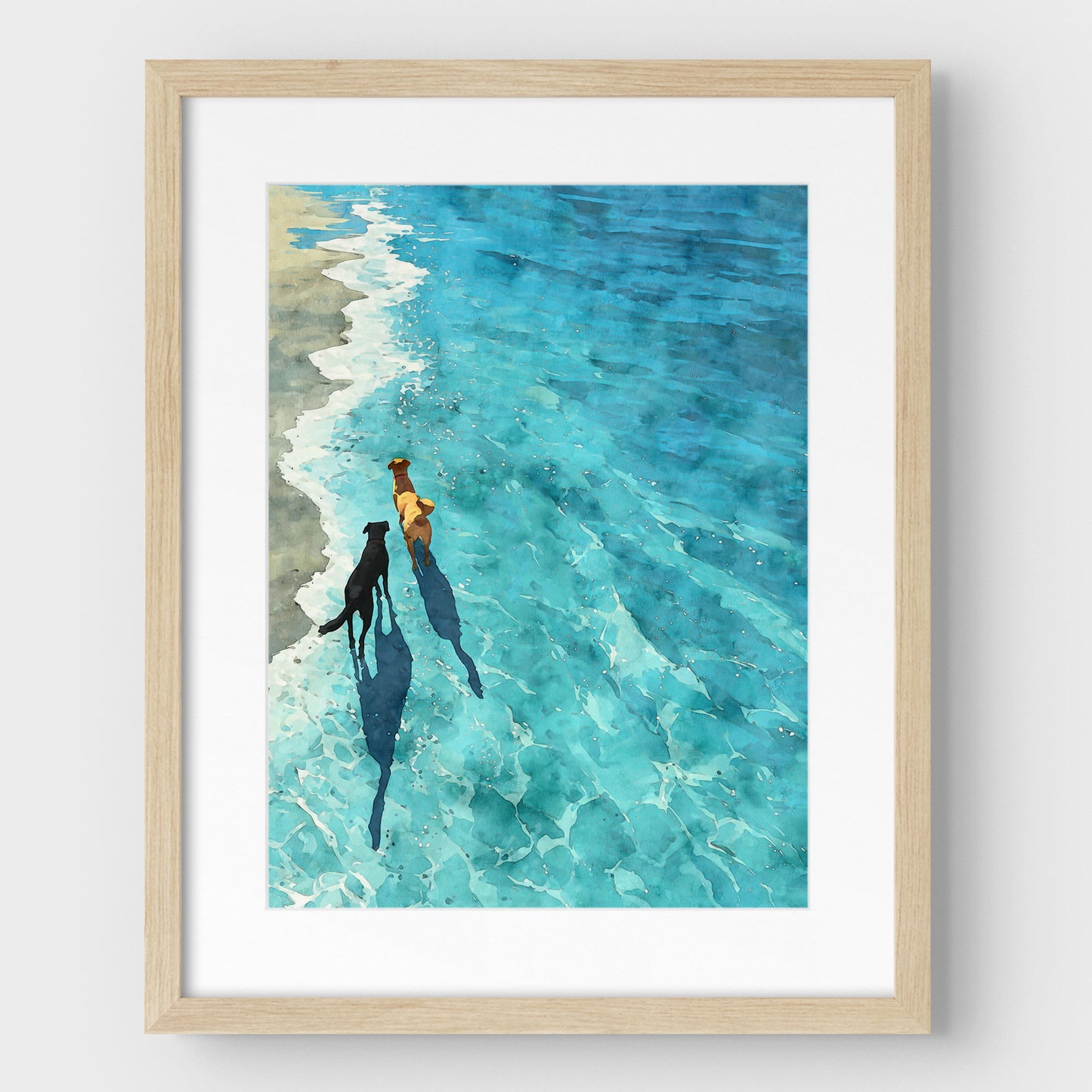Two Dogs on the Beach Art Print