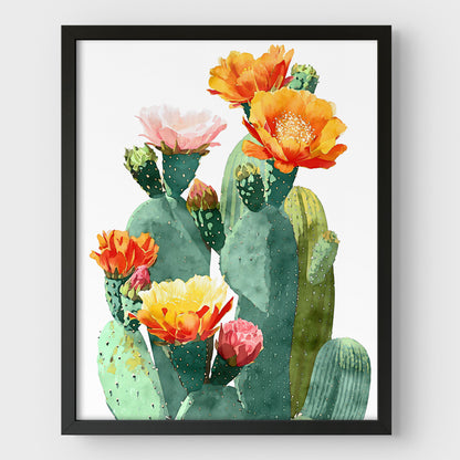 Southwest Flowering Cactus Watercolor Art Print