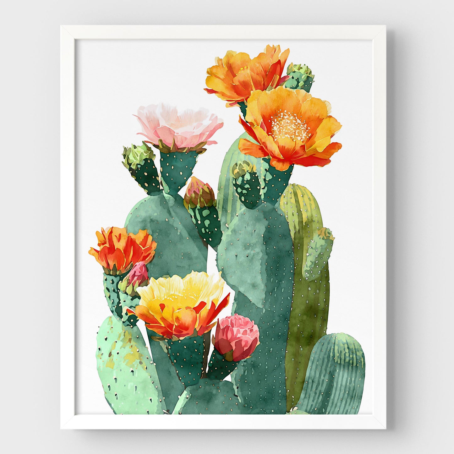 Southwest Flowering Cactus Watercolor Art Print