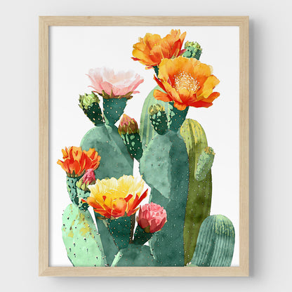 Southwest Flowering Cactus Watercolor Art Print
