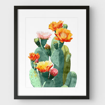 Southwest Flowering Cactus Watercolor Art Print