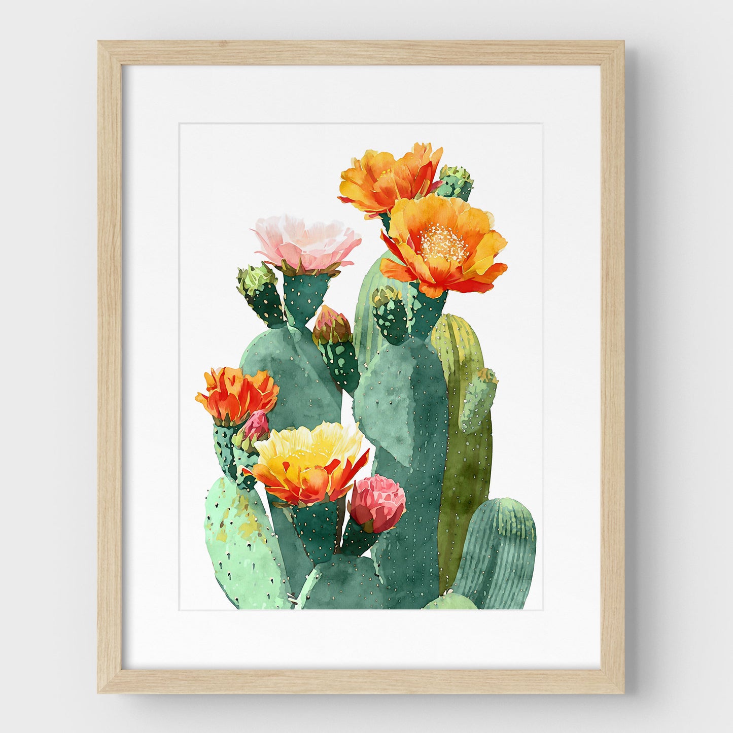 Southwest Flowering Cactus Watercolor Art Print