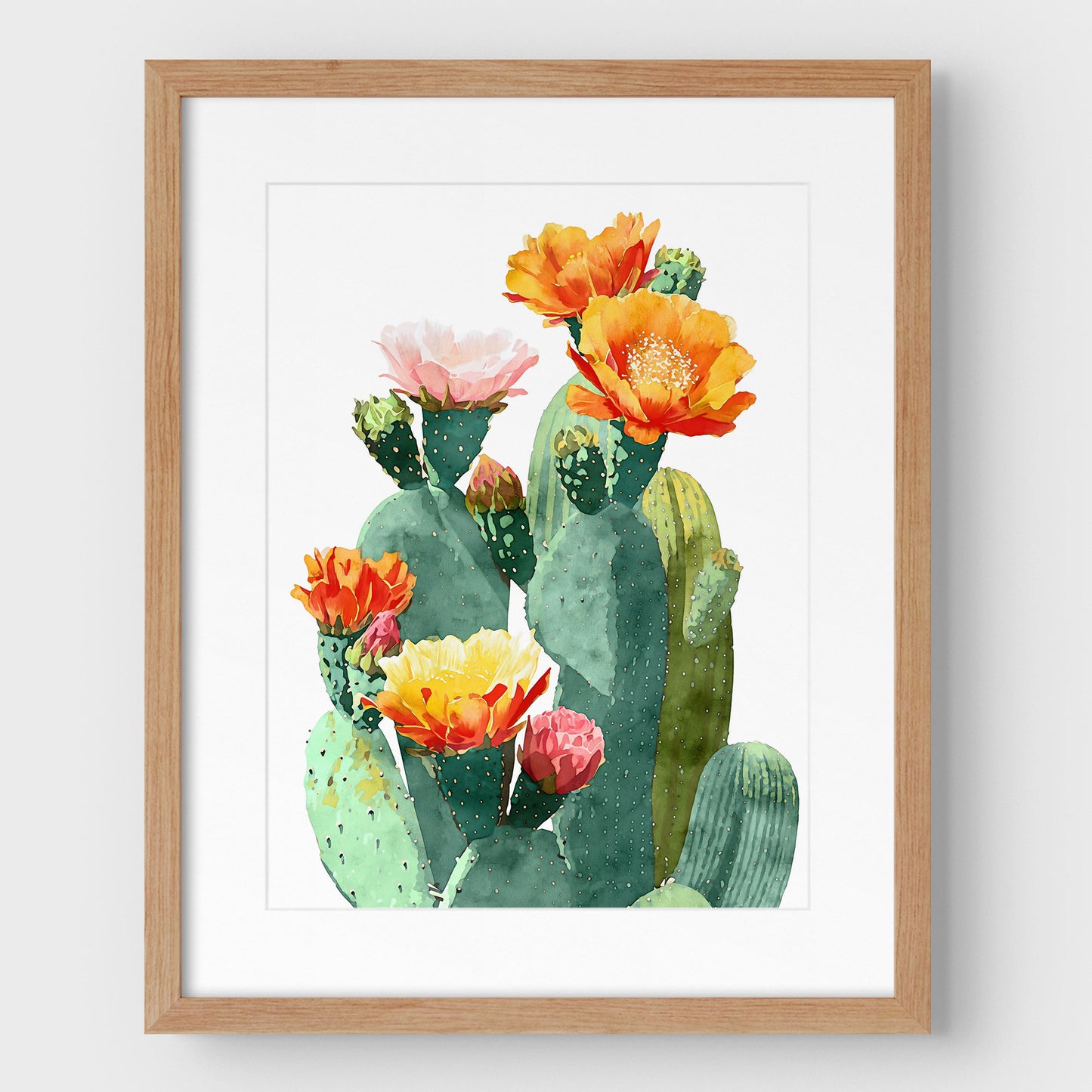 Southwest Flowering Cactus Watercolor Art Print