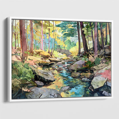 Forest Stream Watercolor Print