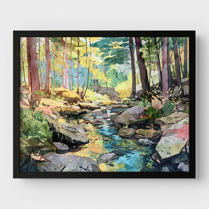 Forest Stream Watercolor Print