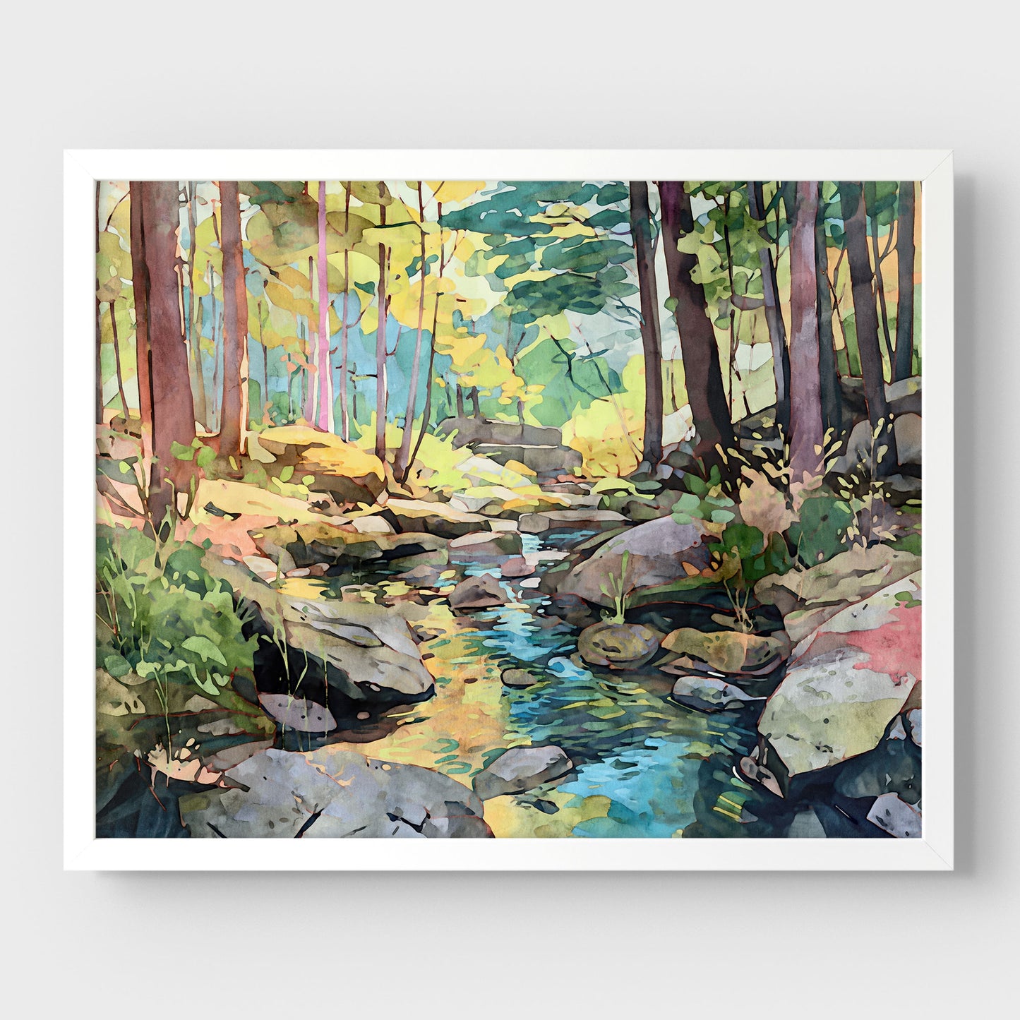 Forest Stream Watercolor Print