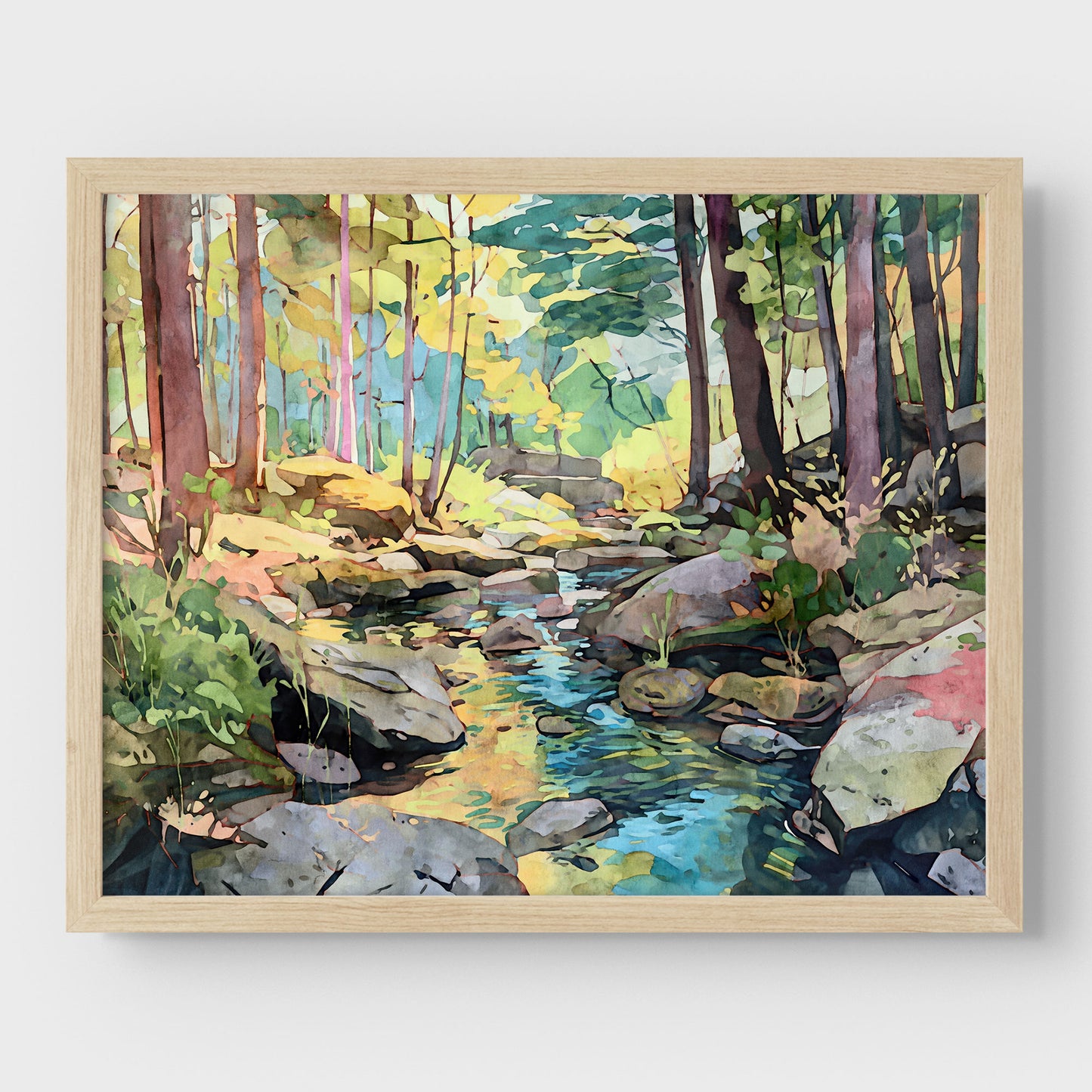 Forest Stream Watercolor Print