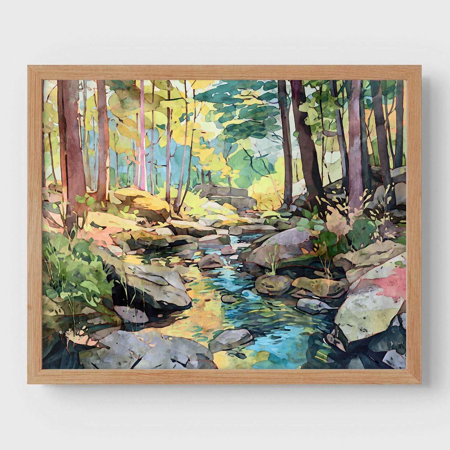 Forest Stream Watercolor Print