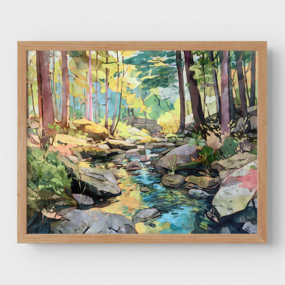 Forest Stream Watercolor Print