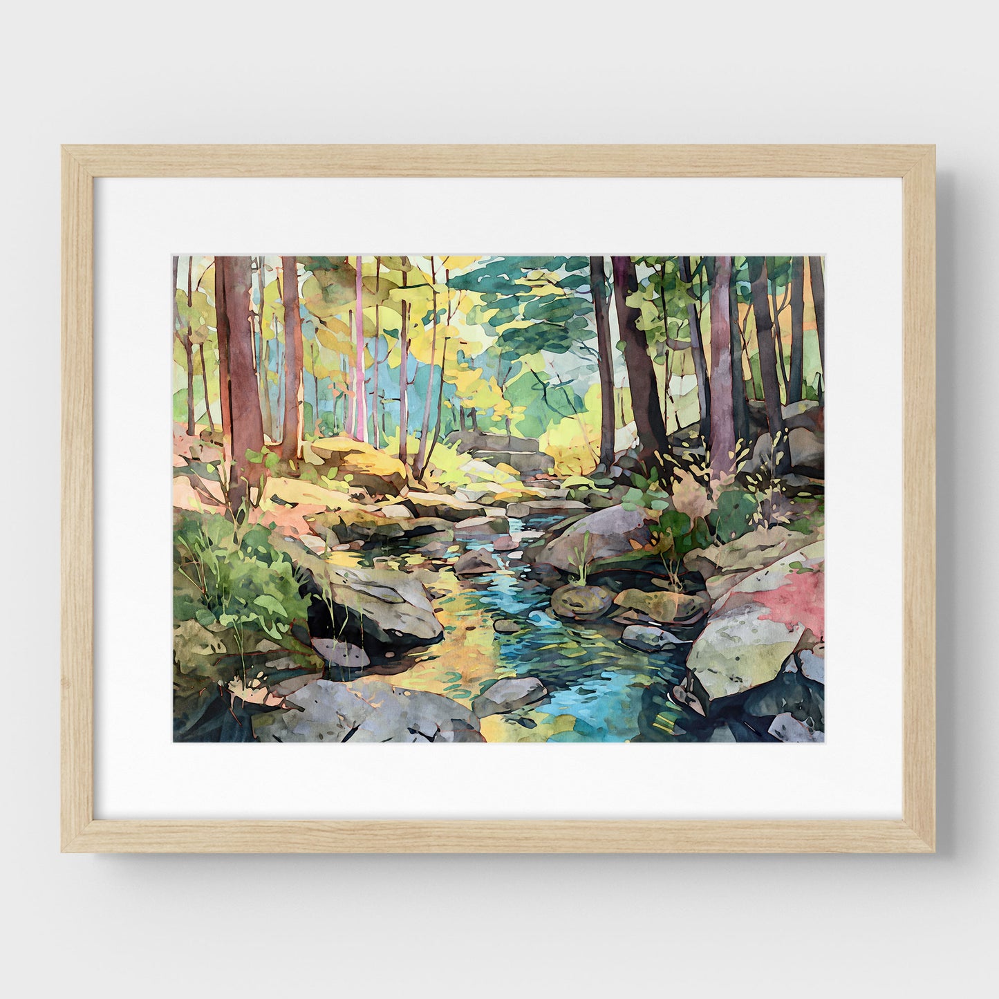 Forest Stream Watercolor Print