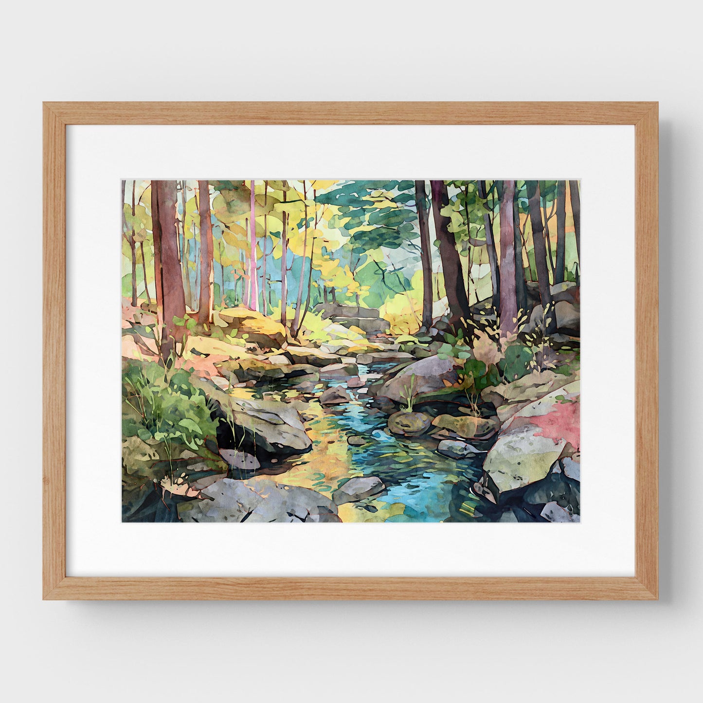 Forest Stream Watercolor Print