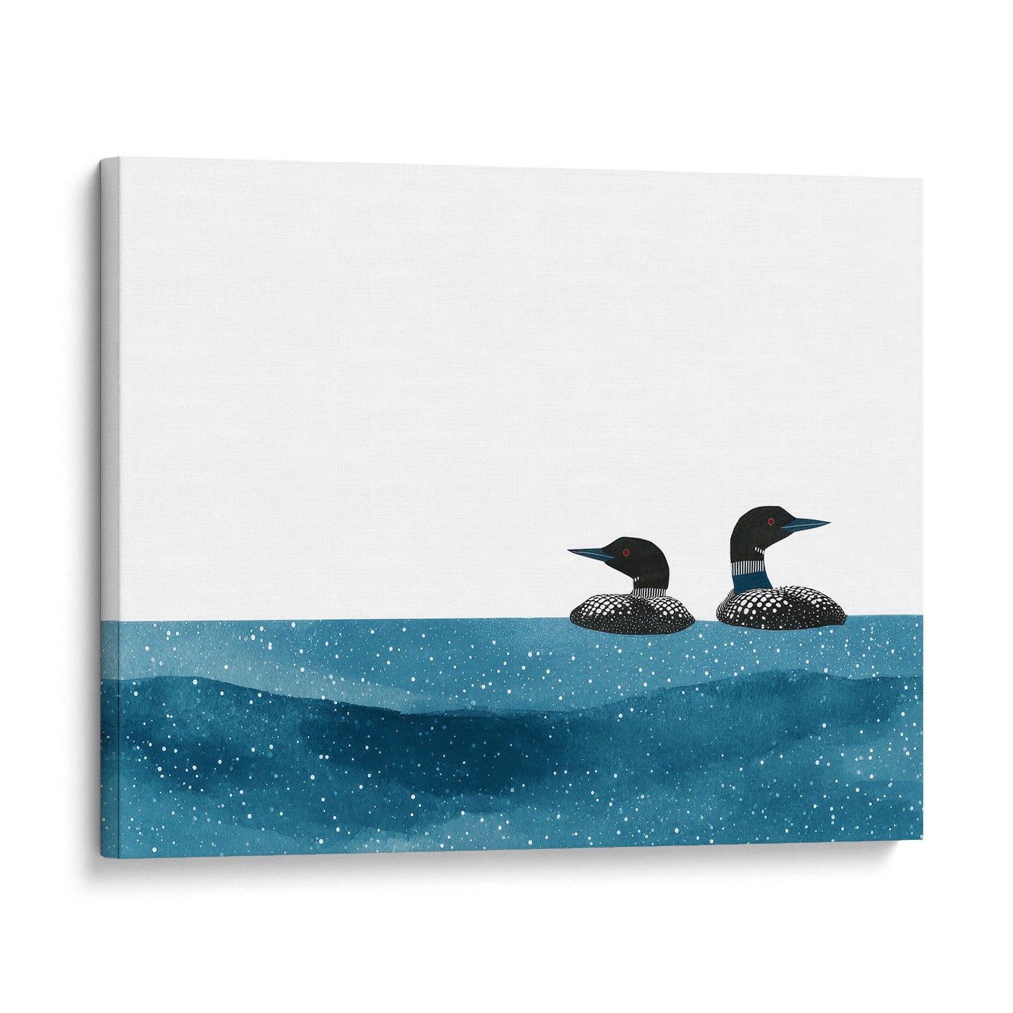 Minimalist Watercolor Loons Horizontal Art Print