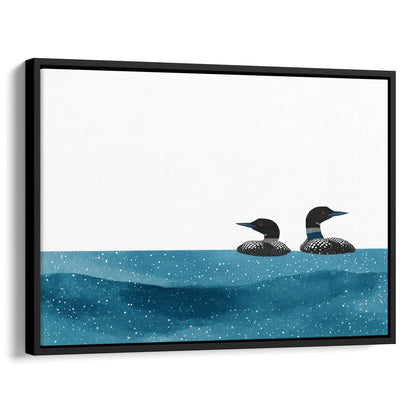Minimalist Watercolor Loons Horizontal Art Print