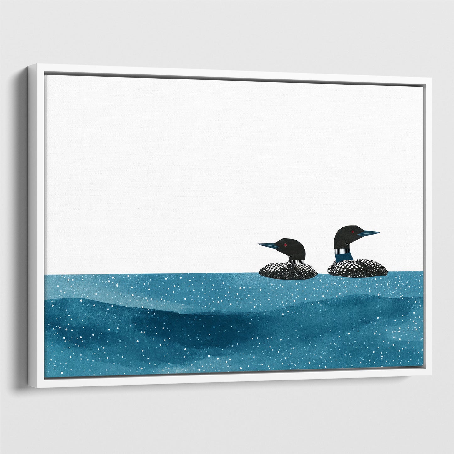 Minimalist Watercolor Loons Horizontal Art Print